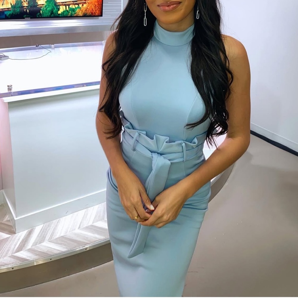 Blue Sleeveless Halter Dress